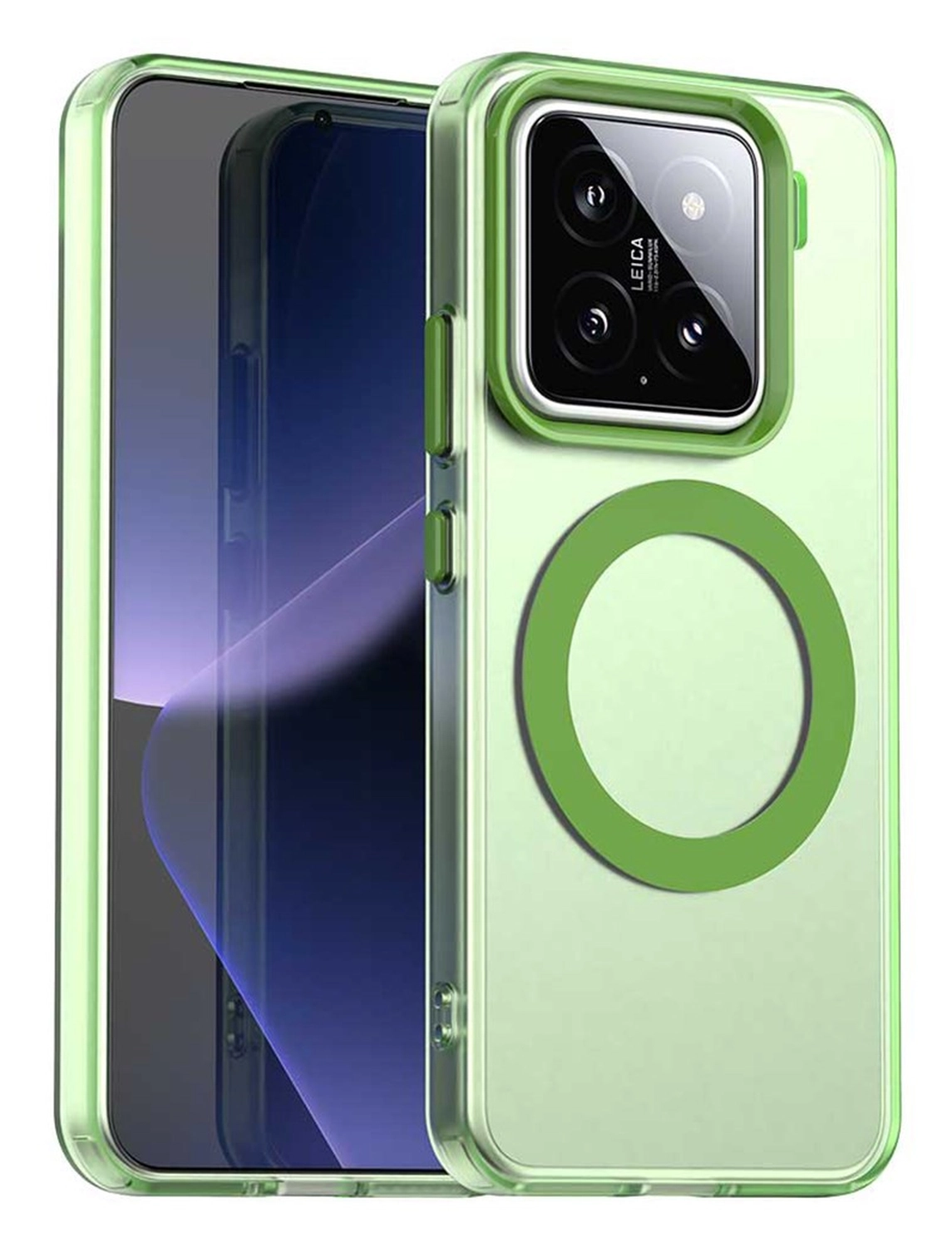 Xiaomi 15 Hoesje MagSafe Backcover Semi-Transparant & Groen afbeelding 1