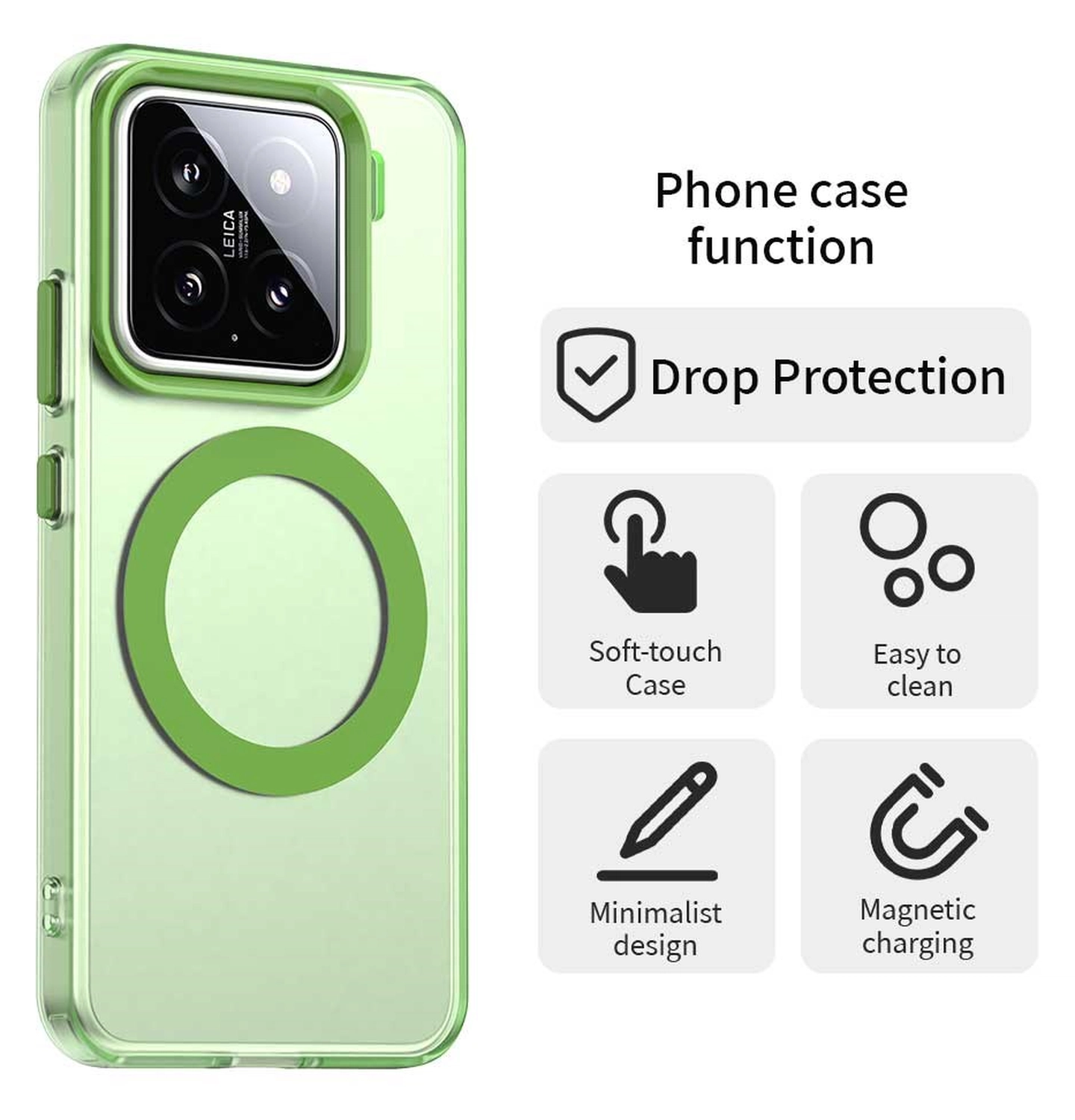 Xiaomi 15 Hoesje MagSafe Backcover Semi-Transparant & Groen afbeelding 2