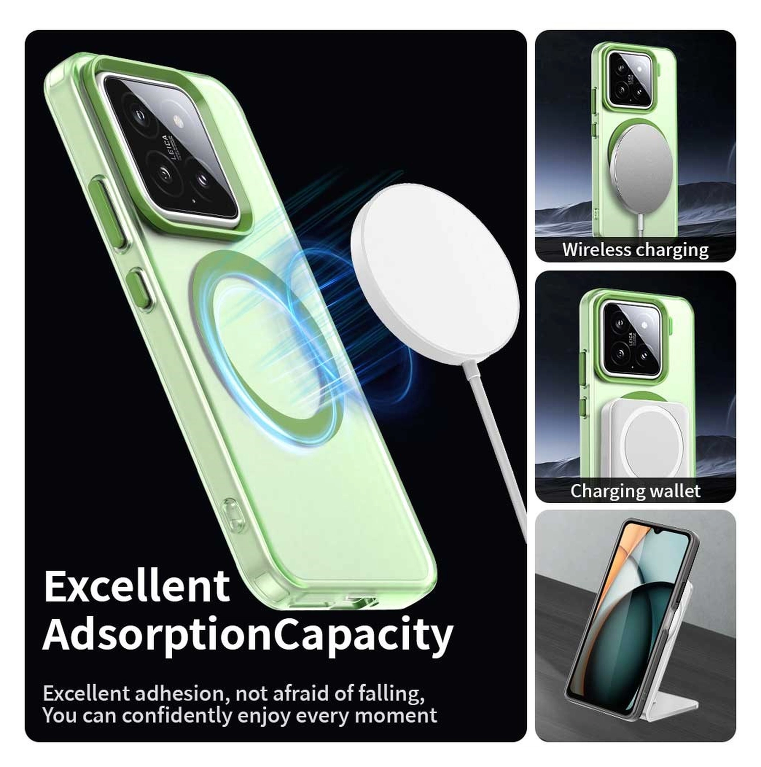 Xiaomi 15 Hoesje MagSafe Backcover Semi-Transparant & Groen afbeelding 4