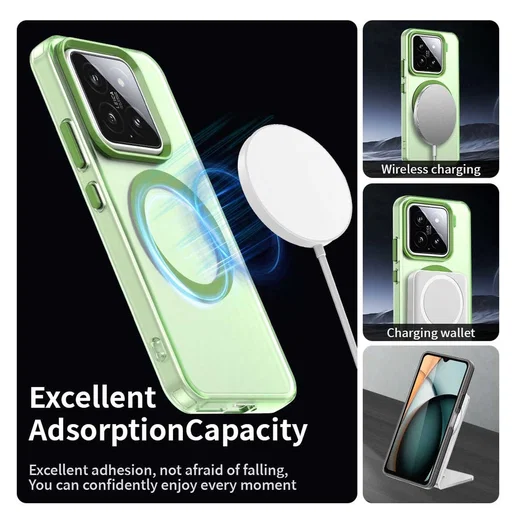 Xiaomi 15 Hoesje MagSafe Backcover Semi-Transparant & Groen afbeelding 4