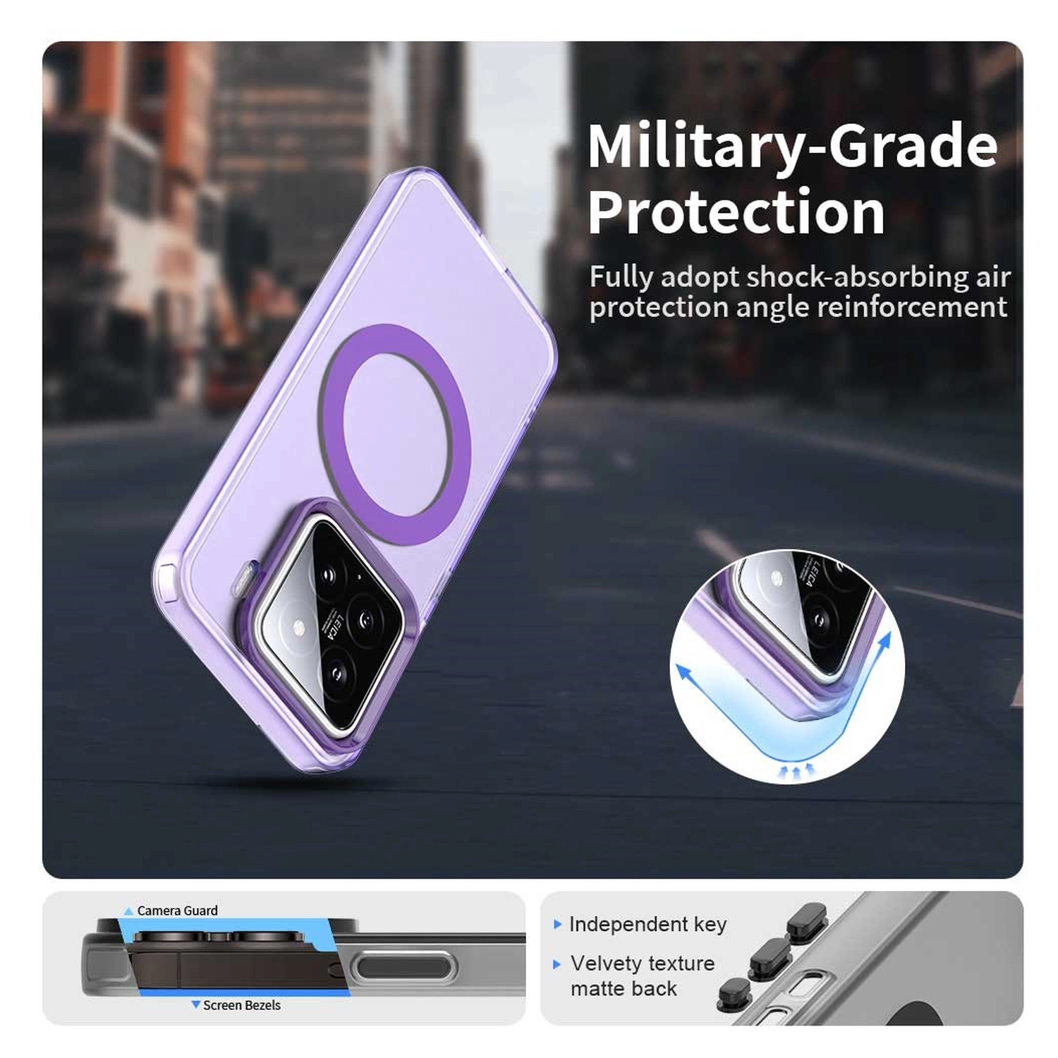 Xiaomi 15 Hoesje MagSafe Backcover Semi-Transparant & Paars afbeelding 3