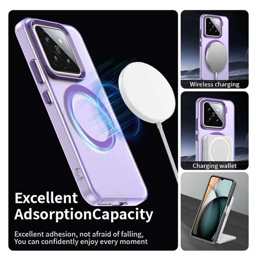 Xiaomi 15 Hoesje MagSafe Backcover Semi-Transparant & Paars afbeelding 4