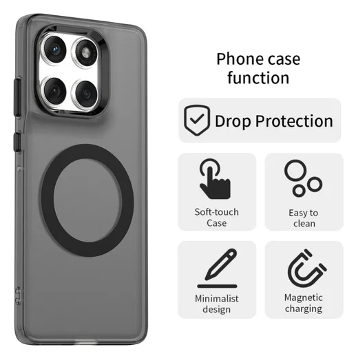 Motorola Edge 60 Fusion Hoesje MagSafe Backcover Semi-Transparant & Zwart afbeelding 2