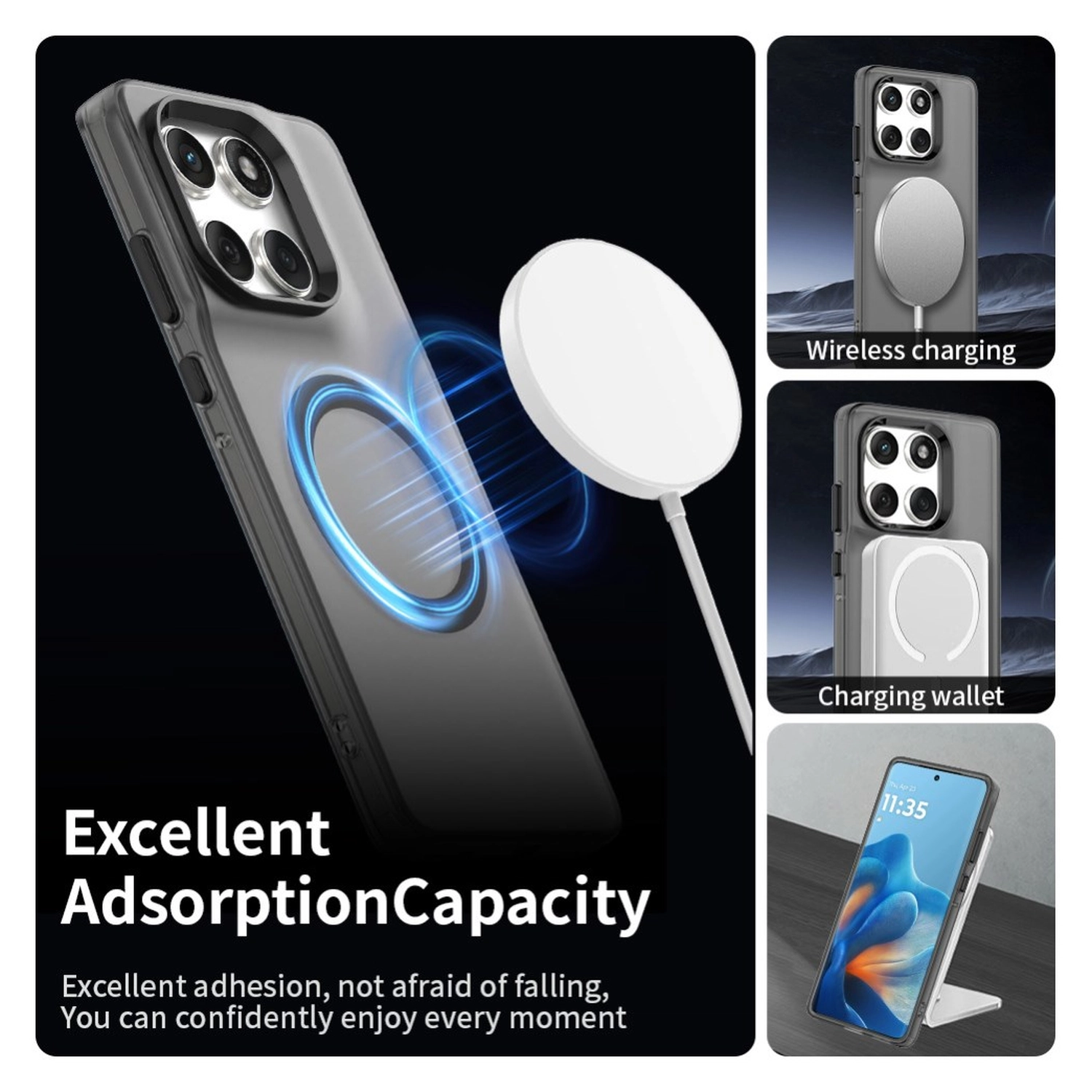 Motorola Edge 60 Fusion Hoesje MagSafe Backcover Semi-Transparant & Zwart afbeelding 6