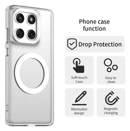 Motorola Edge 60 Fusion Hoesje MagSafe Backcover Semi-Transparant & Wit afbeelding 2