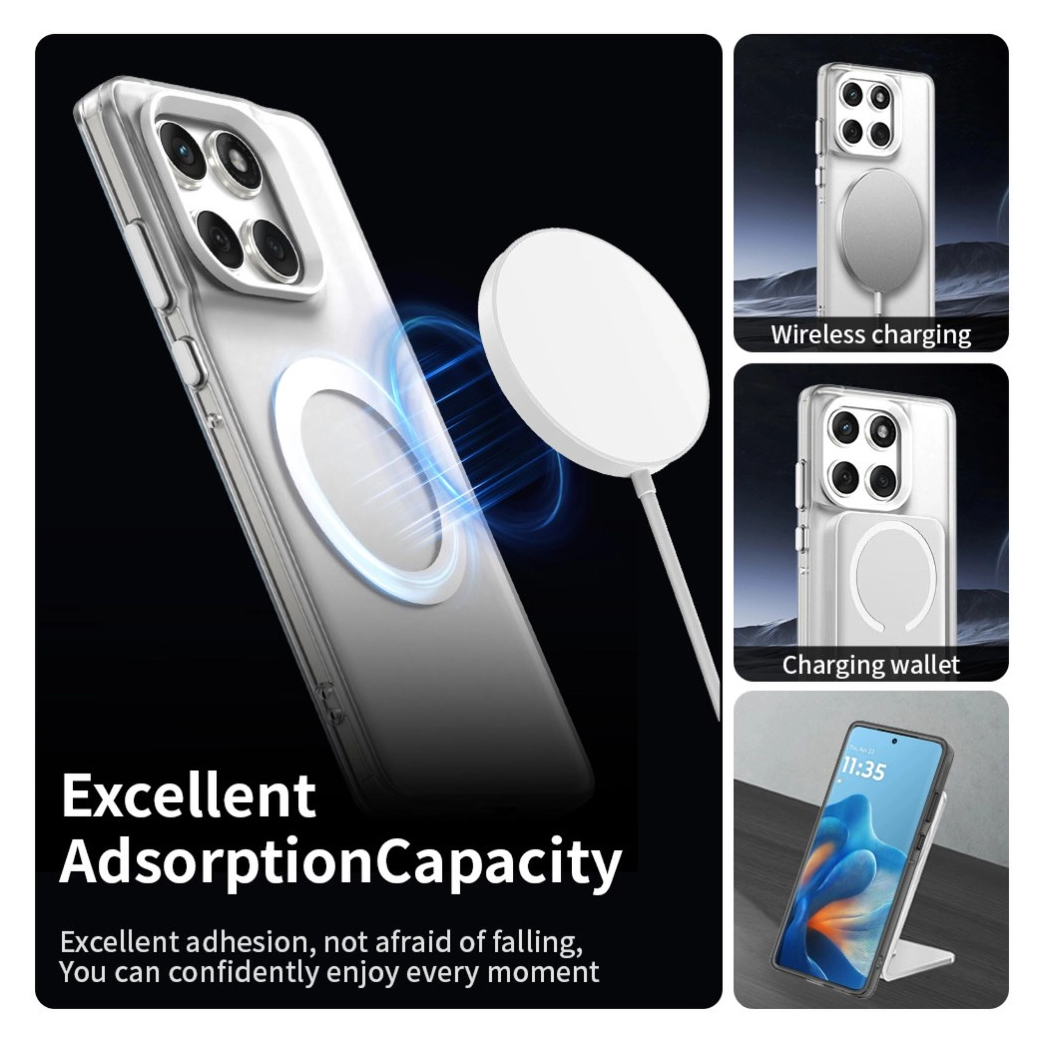 Motorola Edge 60 Fusion Hoesje MagSafe Backcover Semi-Transparant & Wit afbeelding 6