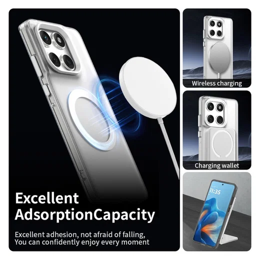 Motorola Edge 60 Fusion Hoesje MagSafe Backcover Semi-Transparant & Wit afbeelding 6