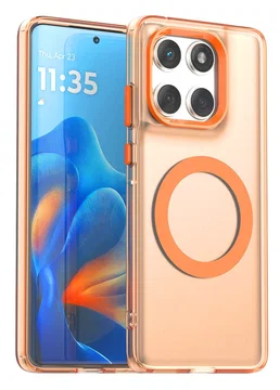 Motorola Edge 60 Fusion Hoesje MagSafe Backcover Semi-Transparant & Oranje