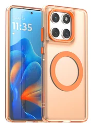 Motorola Edge 60 Fusion Hoesje MagSafe Backcover Semi-Transparant & Oranje afbeelding