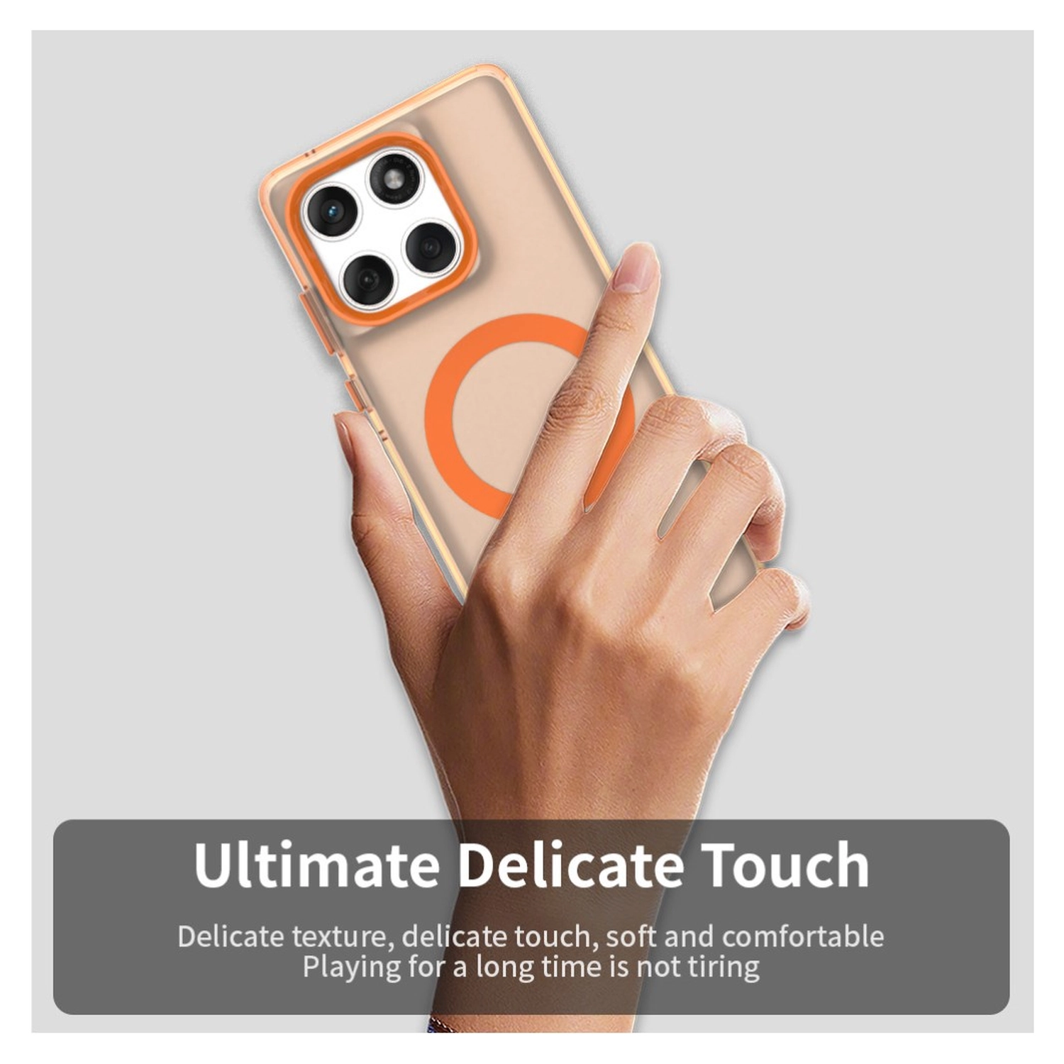 Motorola Edge 60 Fusion Hoesje MagSafe Backcover Semi-Transparant & Oranje afbeelding 10