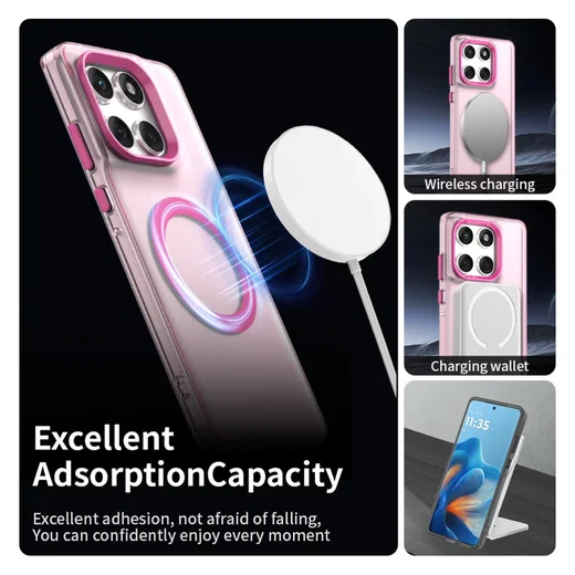 Motorola Edge 60 Fusion Hoesje MagSafe Backcover Semi-Transparant & Roze afbeelding 6