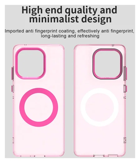 Motorola Edge 60 Fusion Hoesje MagSafe Backcover Semi-Transparant & Roze afbeelding 9