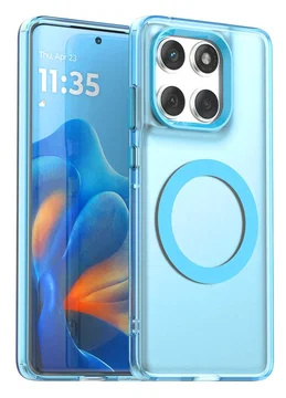 Motorola Edge 60 Fusion Hoesje MagSafe Backcover Semi-Transparant & Blauw