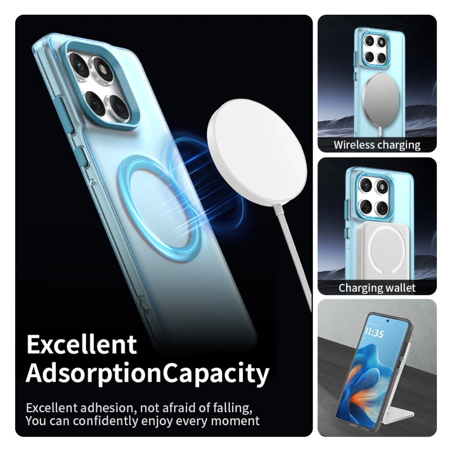 Motorola Edge 60 Fusion Hoesje MagSafe Backcover Semi-Transparant & Blauw afbeelding 6