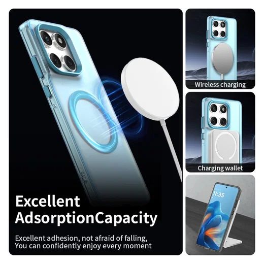 Motorola Edge 60 Fusion Hoesje MagSafe Backcover Semi-Transparant & Blauw afbeelding 6