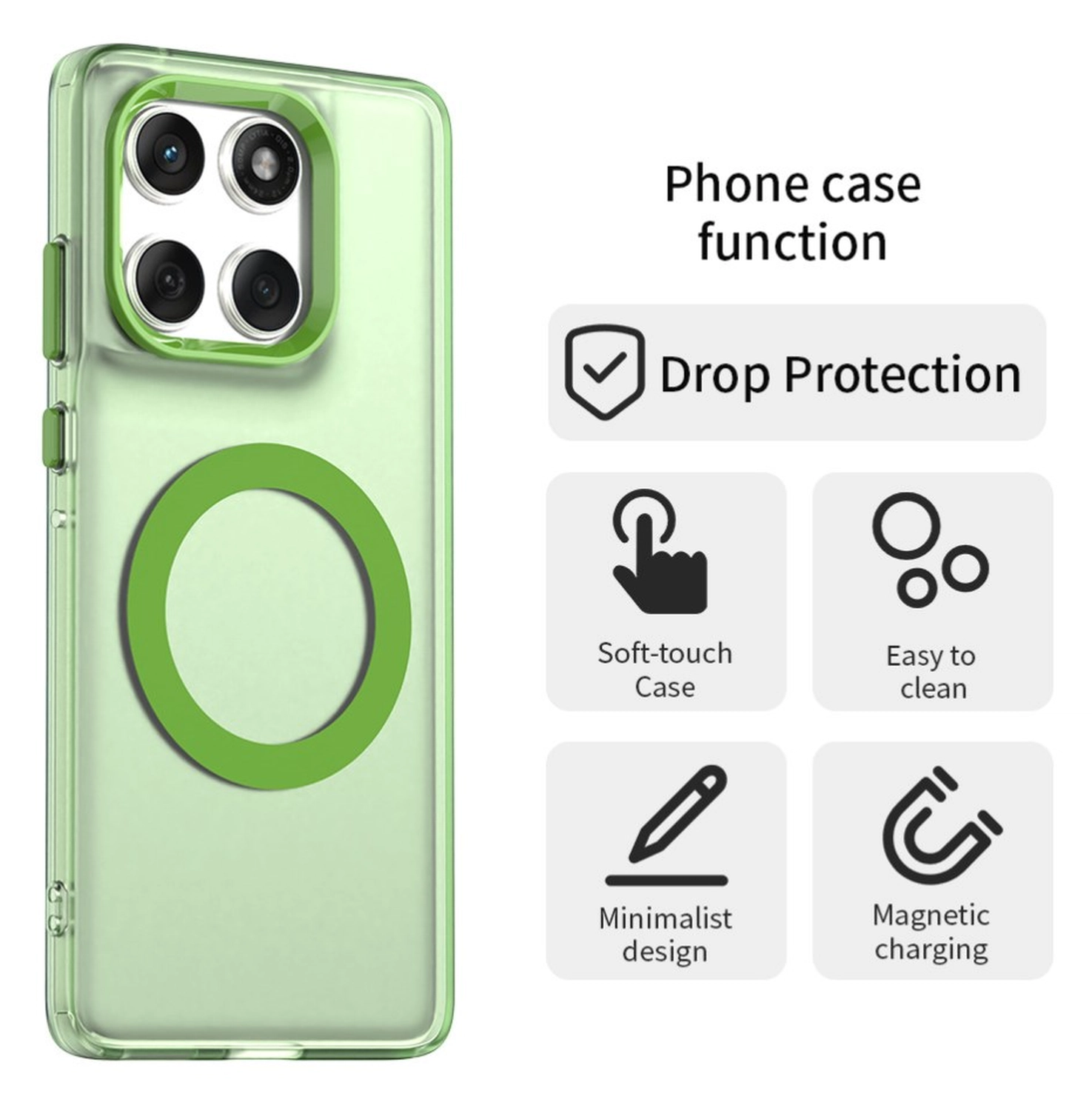 Motorola Edge 60 Fusion Hoesje MagSafe Backcover Semi-Transparant & Groen afbeelding 2