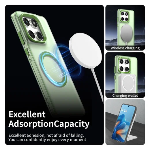 Motorola Edge 60 Fusion Hoesje MagSafe Backcover Semi-Transparant & Groen afbeelding 6