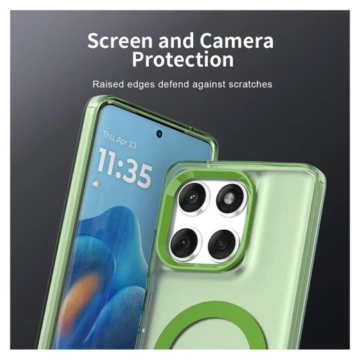 Motorola Edge 60 Fusion Hoesje MagSafe Backcover Semi-Transparant & Groen afbeelding 8