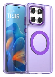 Motorola Edge 60 Fusion Hoesje MagSafe Backcover Semi-Transparant & Paars afbeelding