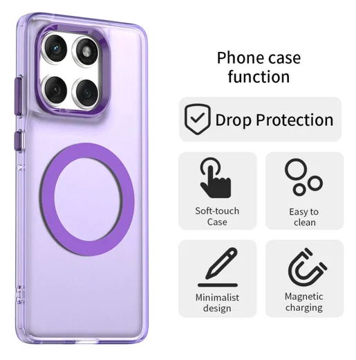 Motorola Edge 60 Fusion Hoesje MagSafe Backcover Semi-Transparant & Paars afbeelding 2