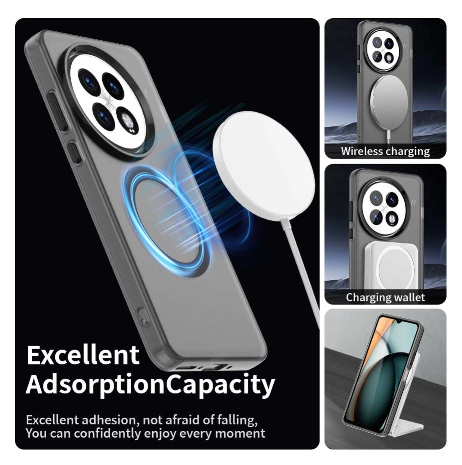 OnePlus 13 Hoesje MagSafe Backcover Semi-Transparant & Zwart afbeelding 6