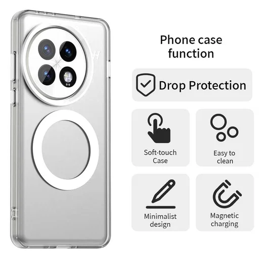 OnePlus 13 Hoesje MagSafe Backcover Semi-Transparant & Wit afbeelding 2