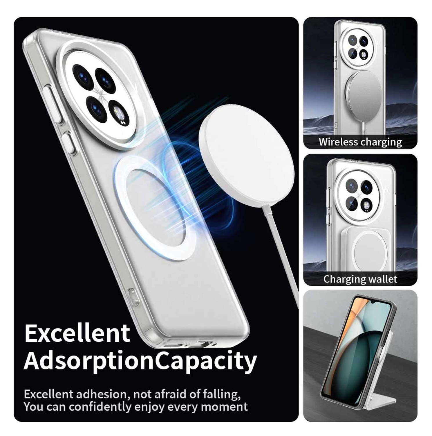 OnePlus 13 Hoesje MagSafe Backcover Semi-Transparant & Wit afbeelding 6