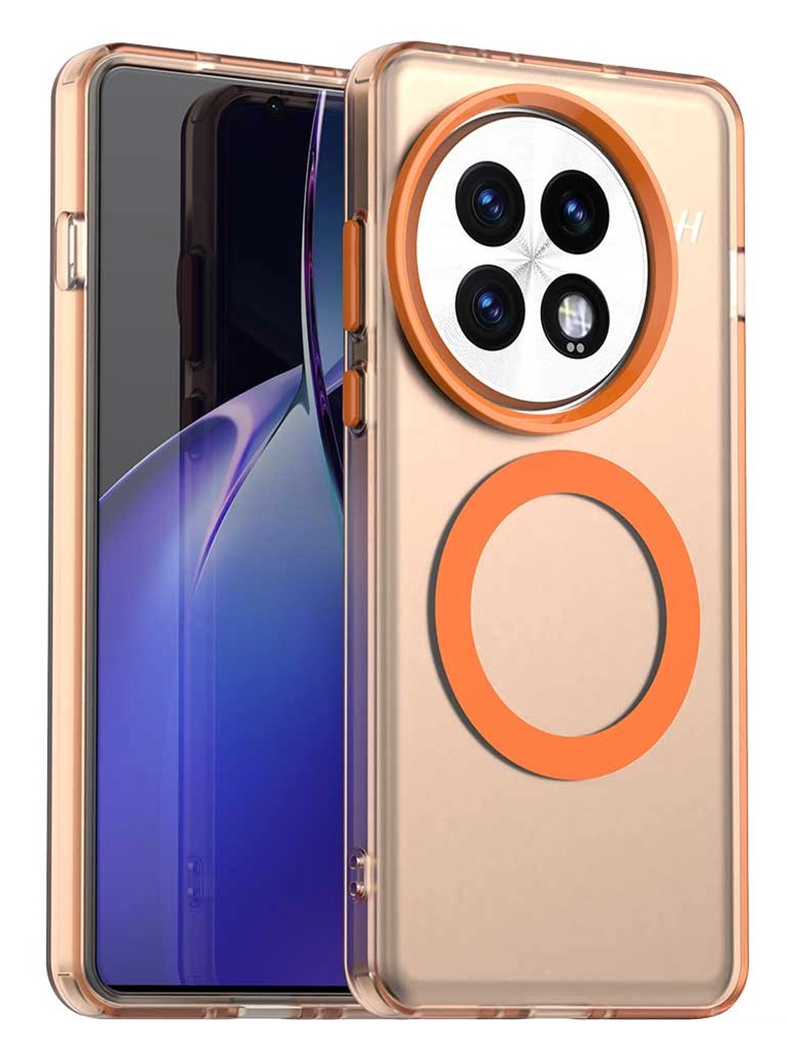 OnePlus 13 Hoesje MagSafe Backcover Semi-Transparant & Oranje afbeelding 1