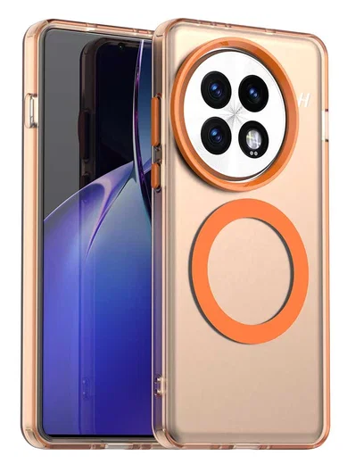OnePlus 13 Hoesje MagSafe Backcover Semi-Transparant & Oranje afbeelding 1