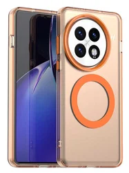 OnePlus 13 Hoesje MagSafe Backcover Semi-Transparant & Oranje afbeelding