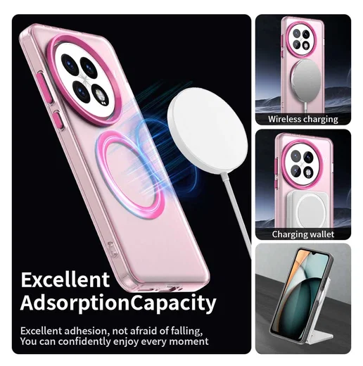 OnePlus 13 Hoesje MagSafe Backcover Semi-Transparant & Roze afbeelding 6