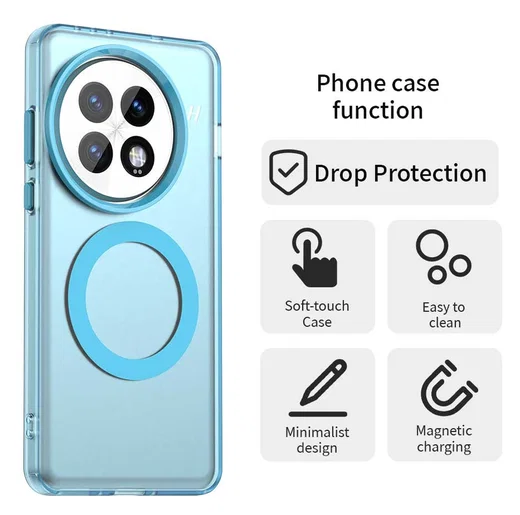 OnePlus 13 Hoesje MagSafe Backcover Semi-Transparant & Blauw afbeelding 2