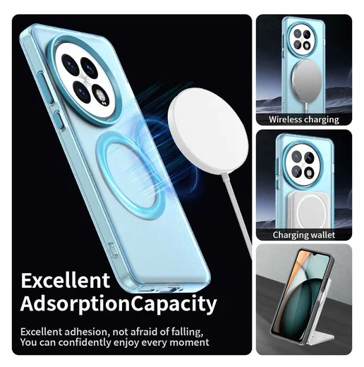 OnePlus 13 Hoesje MagSafe Backcover Semi-Transparant & Blauw afbeelding 6