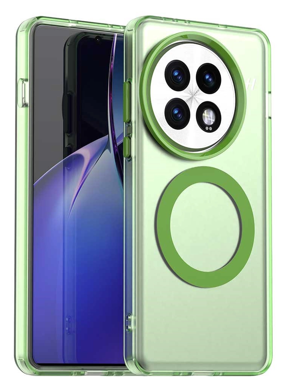 OnePlus 13 Hoesje MagSafe Backcover Semi-Transparant & Groen afbeelding 1