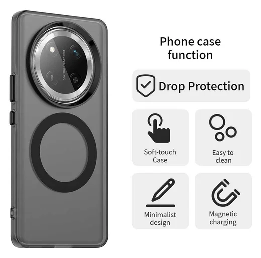 Honor Magic 7 Lite Hoesje MagSafe Backcover Semi-Transparant & Zwart afbeelding 2
