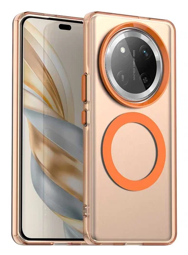 Honor Magic 7 Lite Hoesje MagSafe Backcover Semi-Transparant & Oranje afbeelding 1