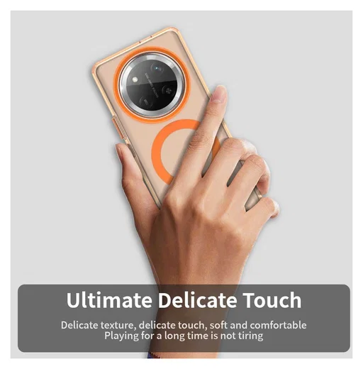 Honor Magic 7 Lite Hoesje MagSafe Backcover Semi-Transparant & Oranje afbeelding 9