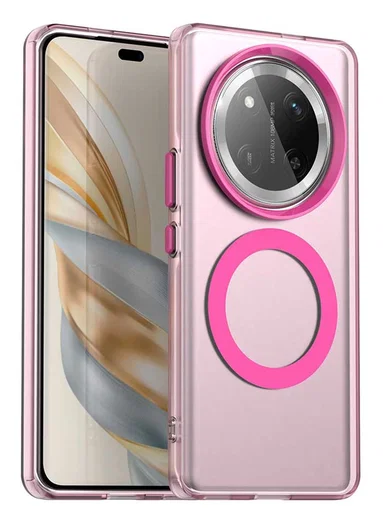 Honor Magic 7 Lite Hoesje MagSafe Backcover Semi-Transparant & Roze afbeelding 1