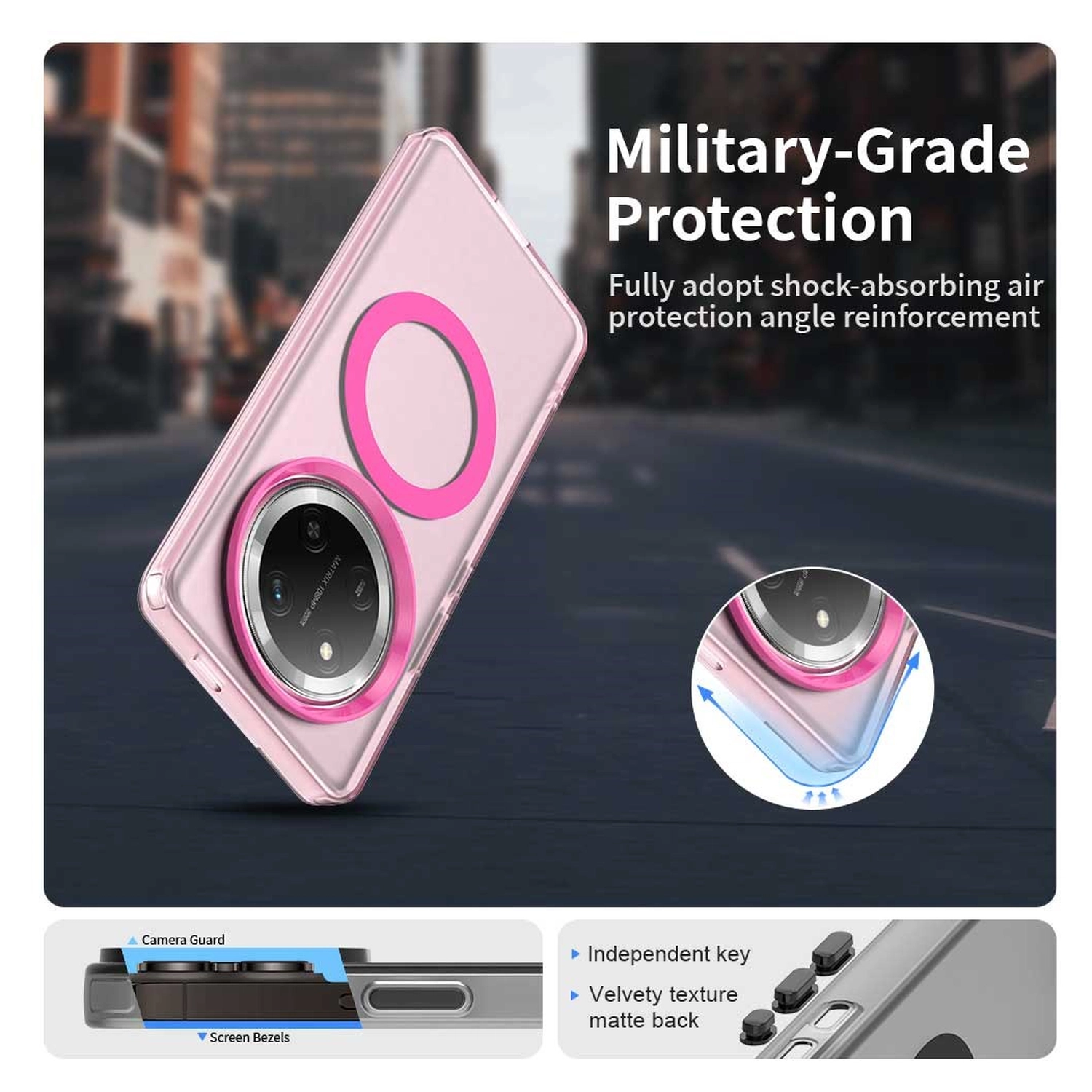 Honor Magic 7 Lite Hoesje MagSafe Backcover Semi-Transparant & Roze afbeelding 4