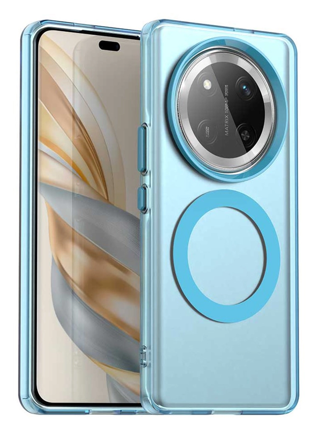 Honor Magic 7 Lite Hoesje MagSafe Backcover Semi-Transparant & Blauw afbeelding 1