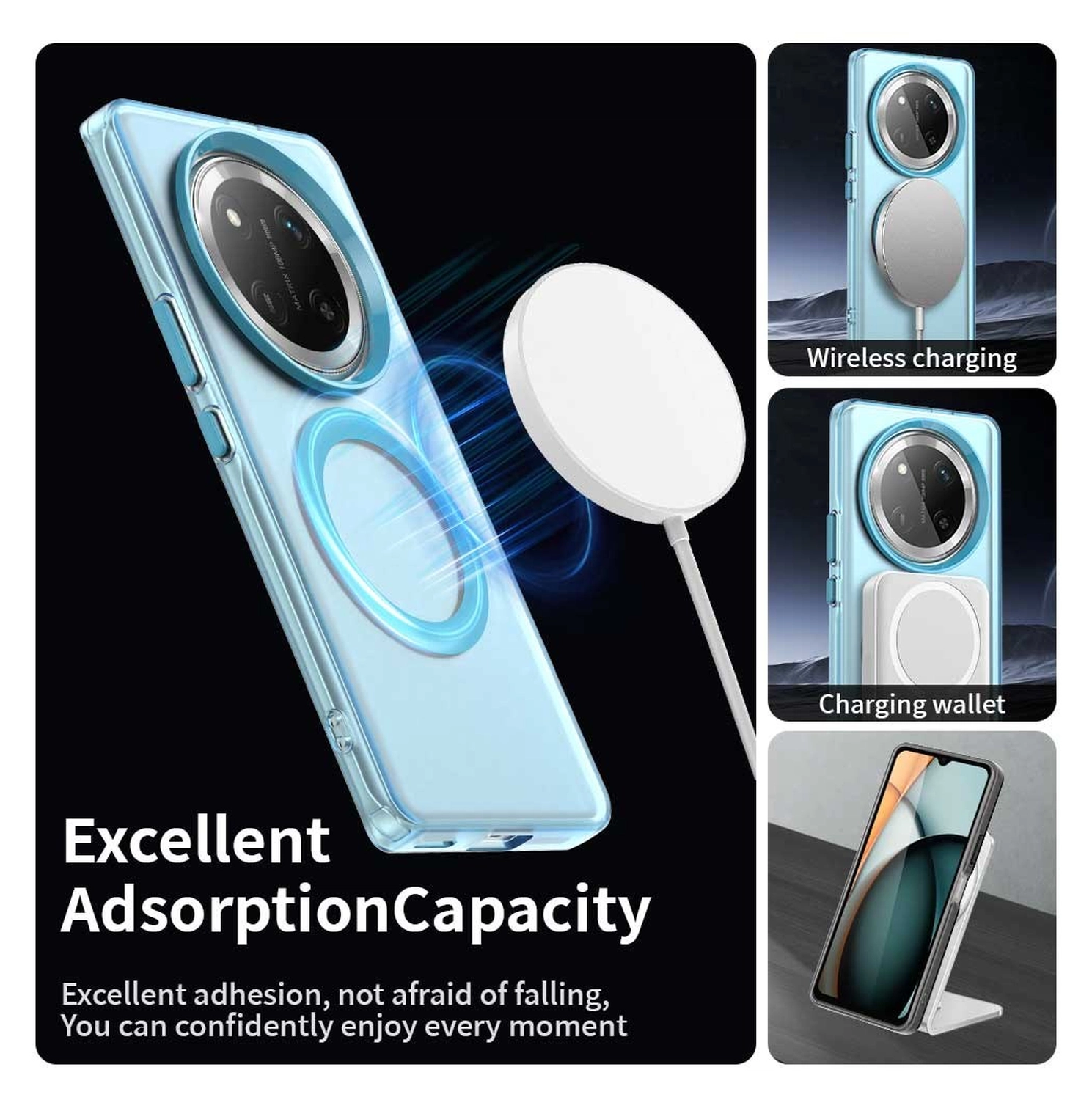 Honor Magic 7 Lite Hoesje MagSafe Backcover Semi-Transparant & Blauw afbeelding 6