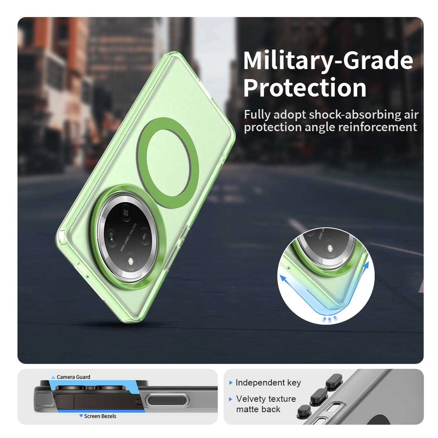Honor Magic 7 Lite Hoesje MagSafe Backcover Semi-Transparant & Groen afbeelding 4
