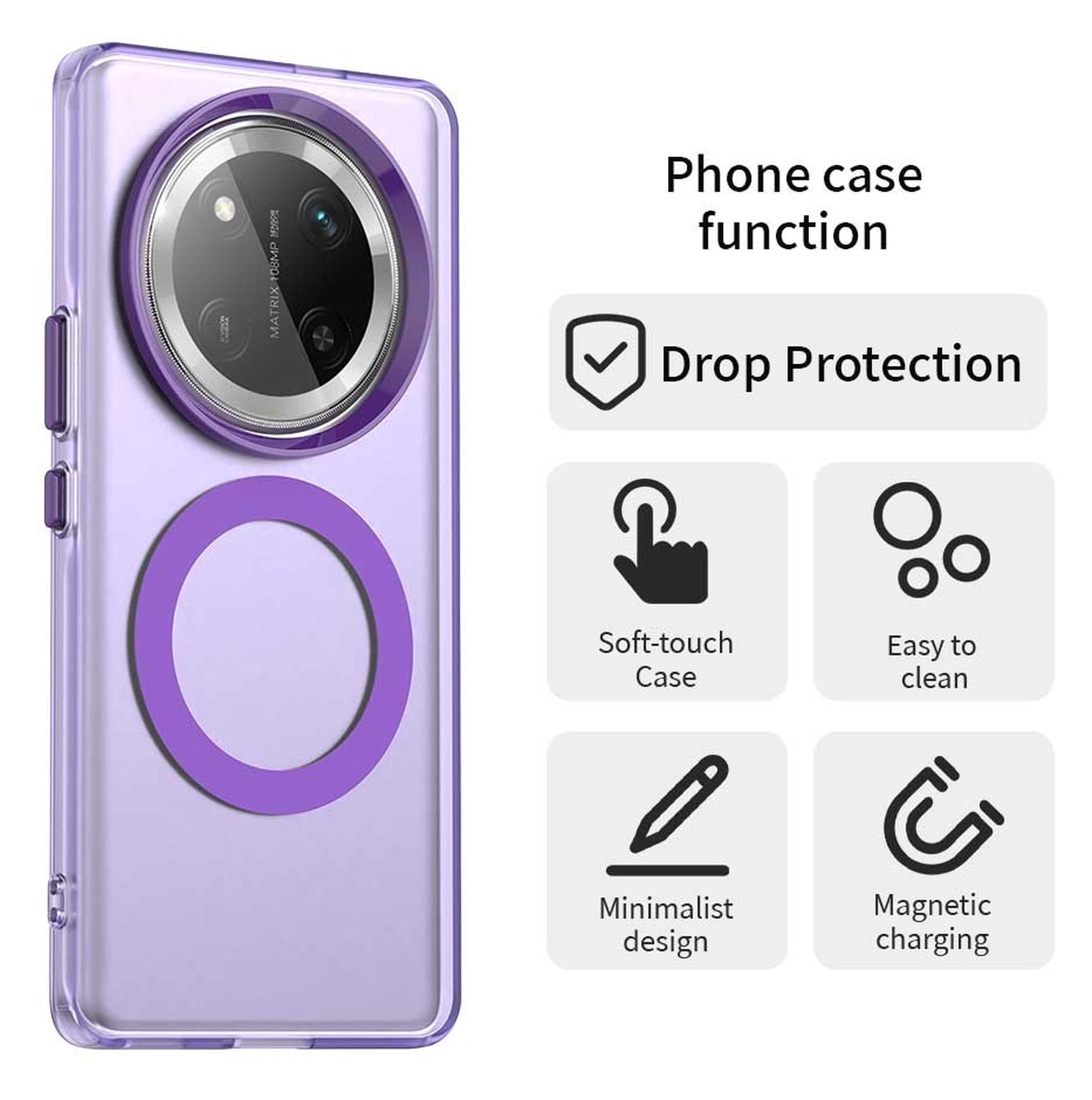Honor Magic 7 Lite Hoesje MagSafe Backcover Semi-Transparant & Paars afbeelding 2