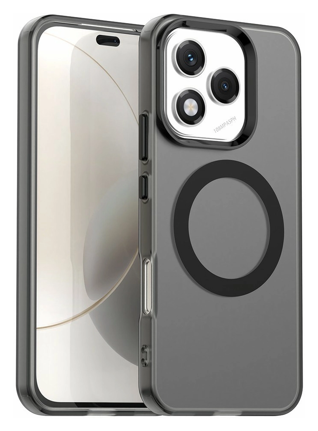 Honor 400 Lite Hoesje MagSafe Backcover Semi-Transparant & Zwart afbeelding 1