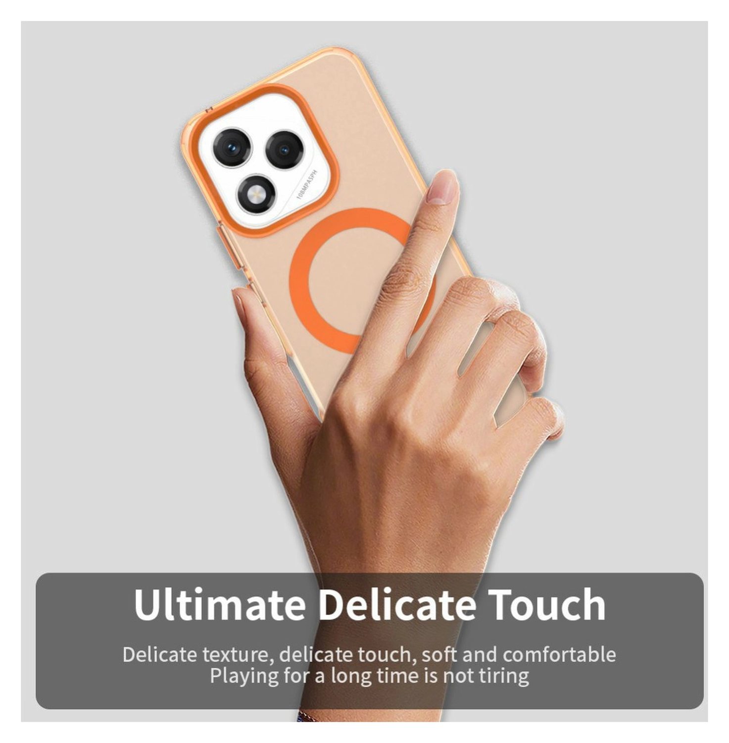 Honor 400 Lite Hoesje MagSafe Backcover Semi-Transparant & Oranje afbeelding 10