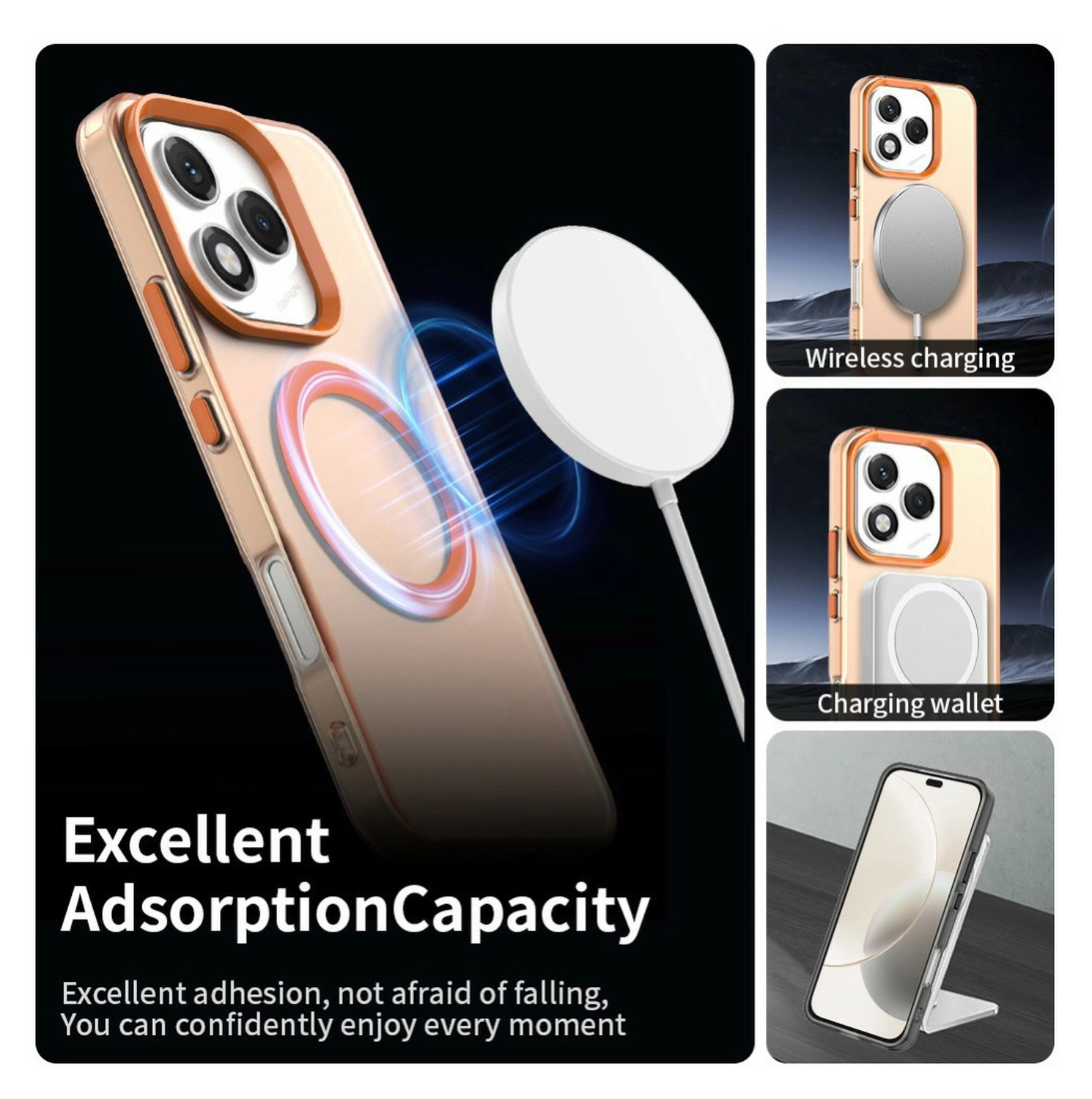 Honor 400 Lite Hoesje MagSafe Backcover Semi-Transparant & Oranje afbeelding 4