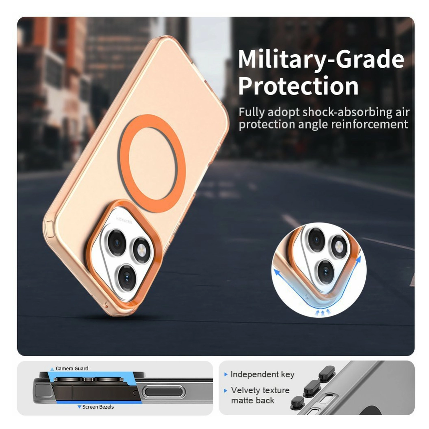 Honor 400 Lite Hoesje MagSafe Backcover Semi-Transparant & Oranje afbeelding 6
