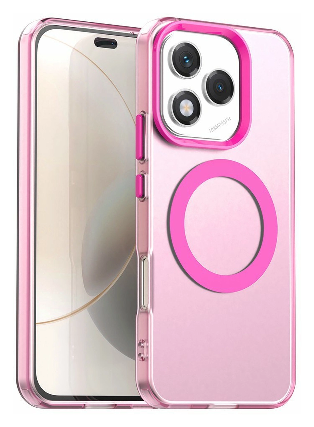 Honor 400 Lite Hoesje MagSafe Backcover Semi-Transparant & Roze afbeelding 1