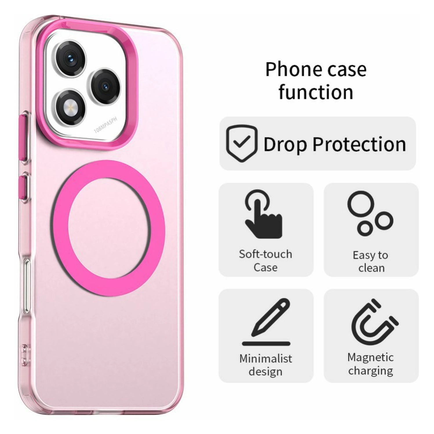 Honor 400 Lite Hoesje MagSafe Backcover Semi-Transparant & Roze afbeelding 2