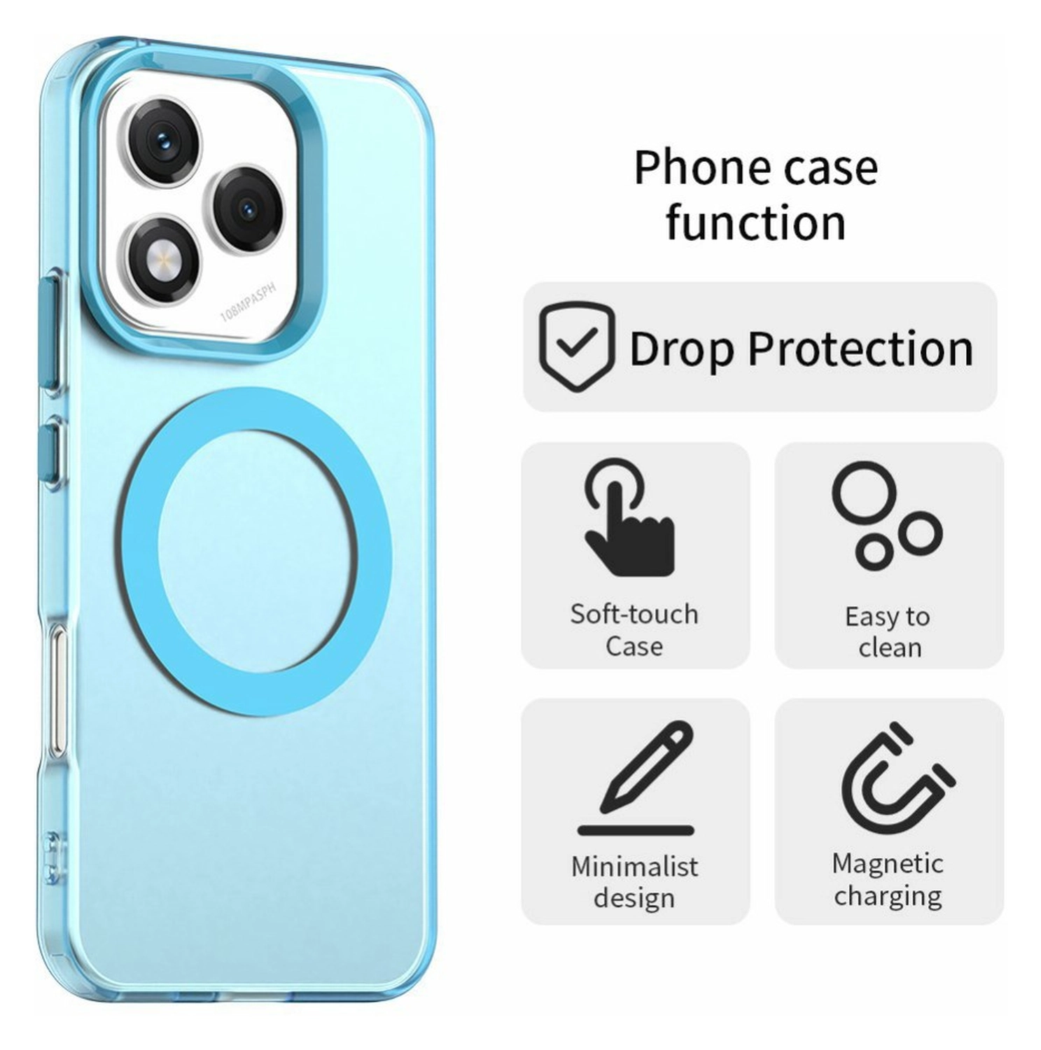 Honor 400 Lite Hoesje MagSafe Backcover Semi-Transparant & Blauw afbeelding 2